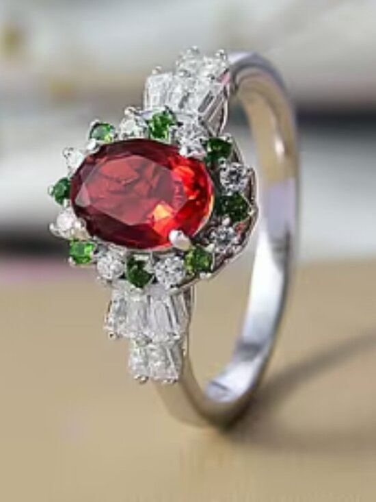 Buy Mexican Cherry Fire Opal and Moissanite 4.50 ctw Art  Natural Mexican Cherry Fire Opal and Mutli Gemstone Art Deco Ring